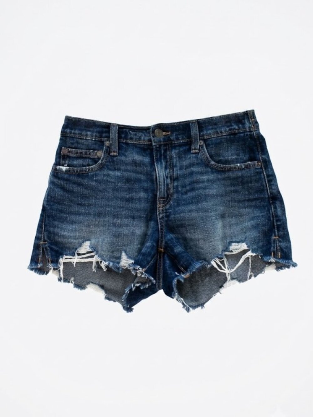 Aerie Distressed High Waisted Denim Shorts Comfort Stretch Elastic Back S / P